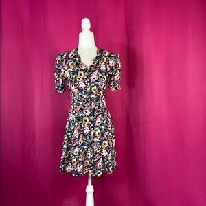 Vintage 90s Paris Sport Club flirty floral button down dress, size 7